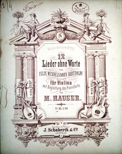 12 Lieder szavak nélkül zongorán kísérve, Felix Mendelssohn (litho) alkotó: School German