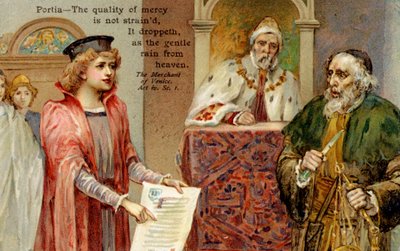 IV. felvonás, I. jelenet William Shakespeare "A velencei kalmár" című művéből (nyomtatás) alkotó: School German