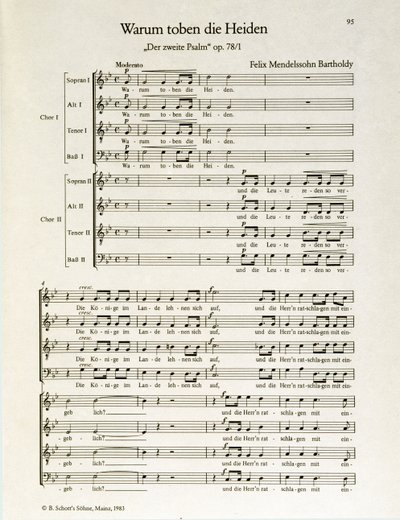 "Miért tombolnak a pogányok" második zsoltár, op.38, Felix Mendelssohn (litho) alkotó: School German