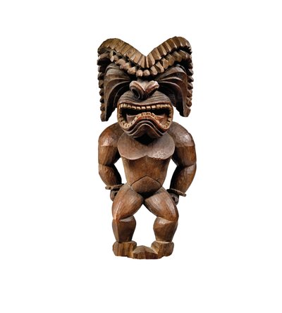 Hawaii figura, kona stílusú, a háború istenét jelképező ku ka ’ili moku, 1780-1820 körül (fa) alkotó: School Hawaiian
