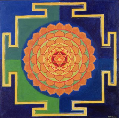 Gayatri Yantra rajz (pigment, tábla) alkotó: School Indian