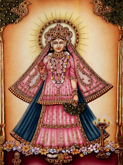 Radha Istennő miniatűr festmény elefántcsontra alkotó: School Indian