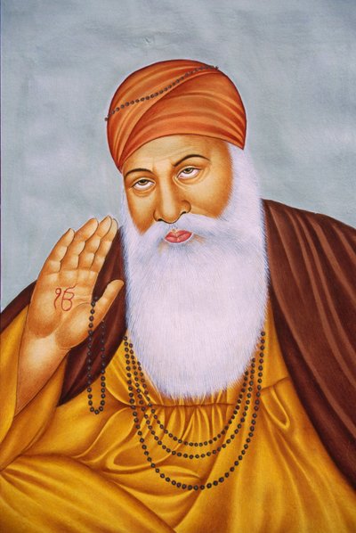 Lord Guru Nanak miniatűr festmény papírra alkotó: School Indian