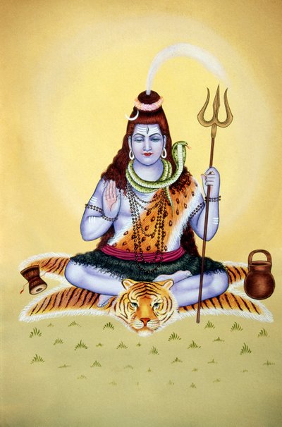 Lord Shiva Shanker Miniatűr festmény papírra alkotó: School Indian