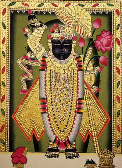 Lord Shrinathan Nathdwaran miniatűr festmény papírra alkotó: School Indian