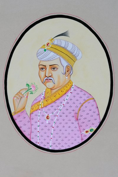 Akbar mogul császár miniatűr festménye alkotó: School Indian