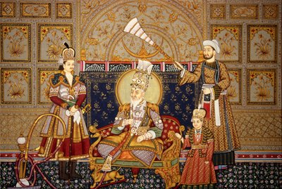 Shah Jahan mogul császár miniatűr festménye papíron alkotó: School Indian