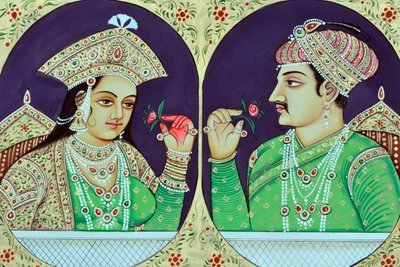 Miniatűr festmény Noorjahan királynő és Jahangir India Ázsia India Ázsia alkotó: School Indian