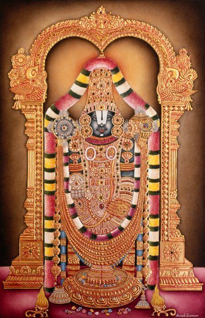Miniatűr festmény Tirupati Balaji papírra festése alkotó: School Indian
