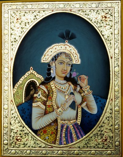 Mughal hercegnő Mumtaz Mahal miniatűr festmény papíron alkotó: School Indian