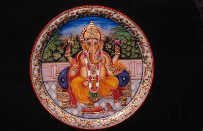 Festmény Ganesh Ganpati Isten márvány lemezen alkotó: School Indian