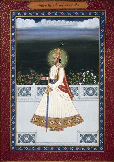 Sawai Jai Singh volt uralkodó festménye, Jaipur, alapító (1700-1743), Rajasthan, India alkotó: School Indian