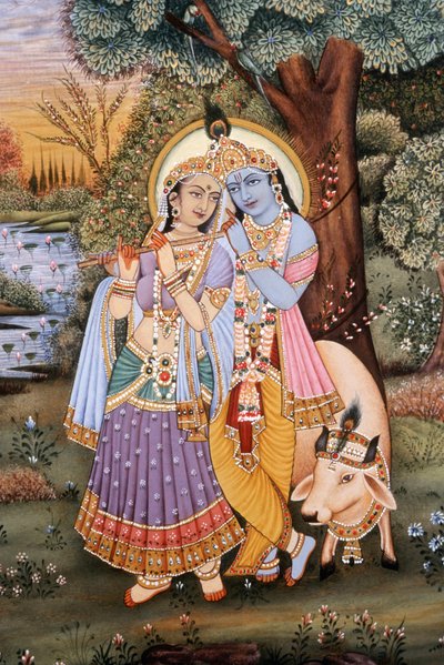 Rádhá Krsna miniatűr festményei alkotó: School Indian
