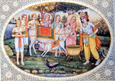 Rádhá Krsna miniatűr festményei alkotó: School Indian