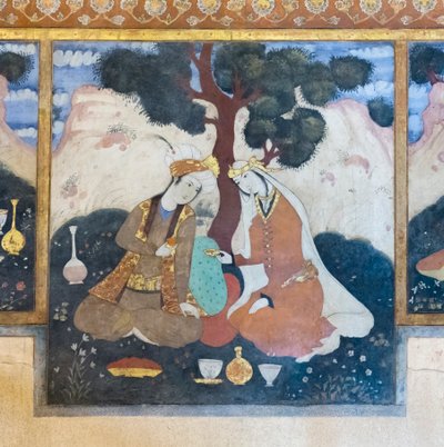 Frissen a Chehel Sotoun Palace-ban, Esfahanban, Iránban alkotó: School Iranian