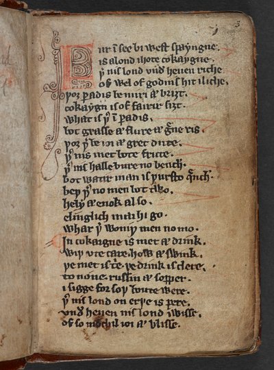 Harley MS 913, f.3r a Kildare Poems vagy Kildare Lyrics kötetből (pergamen) alkotó: School Irish