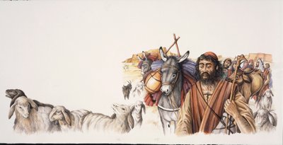 Ábrahám elhagyja Ur városát (színes litho) alkotó: School Italian