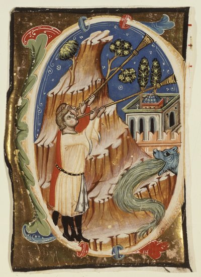 Apokaliptikus jelenet, 13. század vége-14. század eleje (tempera és levélarany pergamenre) alkotó: School Italian