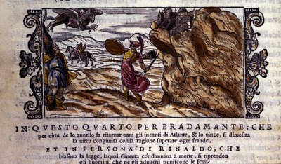 Bradamante letépi Brunel elbűvölő gyűrűjét, aminek köszönhetően lerombolja Atlantisz erejét, és átadja Rogert (Ruggero, Ruggiero), Ludovico Ariosto (1474 - 1533) „Orlando Furioso” (A dühöngő Roland) lovagkölteményének jelenetét. „Arioste, I. ének alkotó: School Italian
