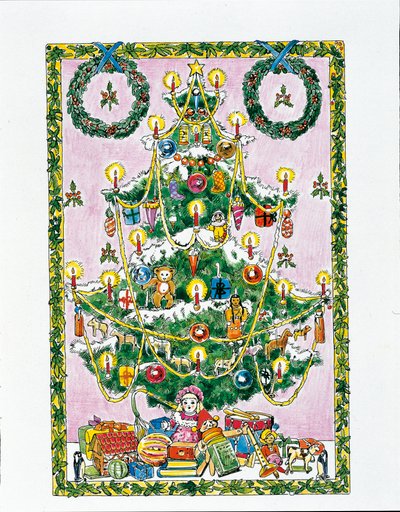 karácsonyfa (színes litho) alkotó: School Italian