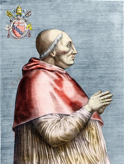 VIII. Innocent pápa (1484-1492) portréja (metszet) alkotó: School Italian