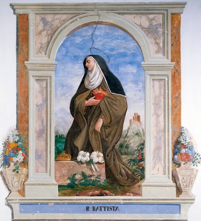 Camilla Battista da Varano (1458-1524) Anonymous freskó ábrázolása. Camerino, Santa Chiara kolostor, Olaszország alkotó: School Italian
