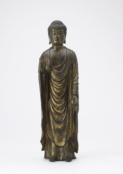 Amitabha Buddha (Amida) a Végtelen Fény Buddhája, Kamakura időszak (aranyozott bronz) alkotó: Japanese School