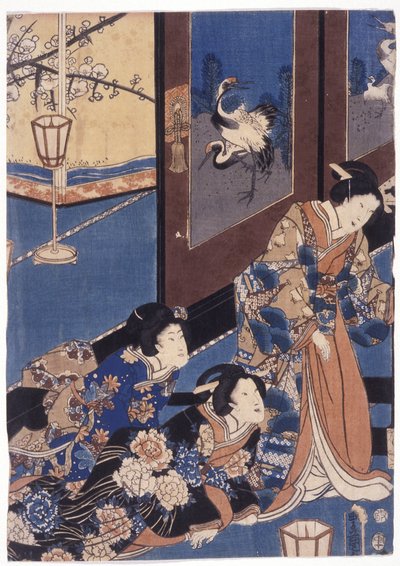 Furyu Azuma Genji (színes fametszet) alkotó: School Japanese