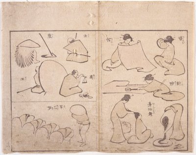 Hokusai figura (színes fametszet) alkotó: School Japanese