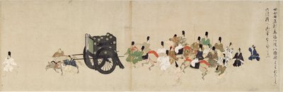 Illusztrált mese a polgárháborúról, The Imperial Visit to Rokuhara (Illustrated Tale of the Civil War, The Imperial Visit to Rokuhara) - Névtelen munka, akvarell és tus papíron, ötödik tekercs alkotó: School Japanese