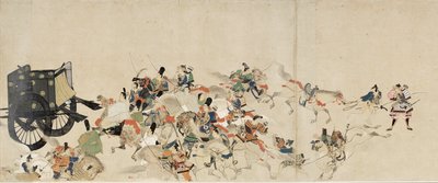 Illusztrált mese a polgárháborúról, The Imperial Visit to Rokuhara (Illustrated Tale of the Civil War, The Imperial Visit to Rokuhara) - Névtelen munka, akvarell és tus papíron, harmadik tekercs alkotó: School Japanese