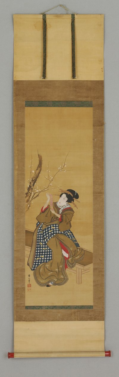 Ukiyoe, woman seated on bench alkotó: Japanese School