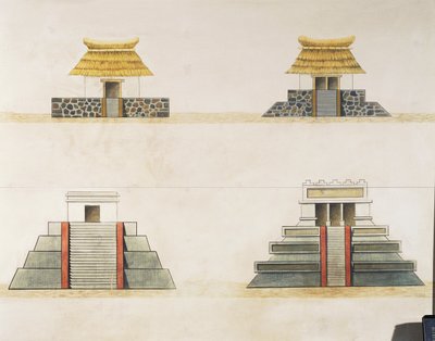 Tenochtitlan épületeinek történelmi rekonstrukciója (színes litó) alkotó: School Mexican