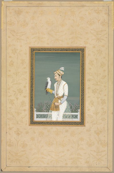 Egy herceg portréja egy sólyommal alkotó: School Mughal