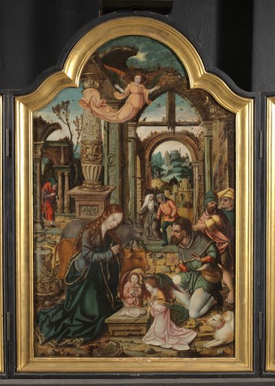 Pásztorok imádása (triptichon középső táblája) alkotó: School Netherlandish