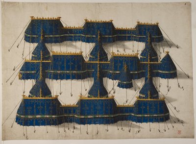 Királyi pavilon design kék és arany színben, 1520 körül (vellum) alkotó: School Netherlandish