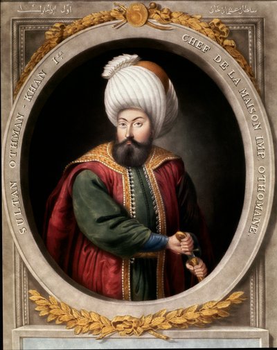 Oszmán Birodalom: I. Oszmán első oszmán szultán (1299-1326) portréja. Topkapi Sarayi Isztambuli Könyvtár alkotó: School Ottoman