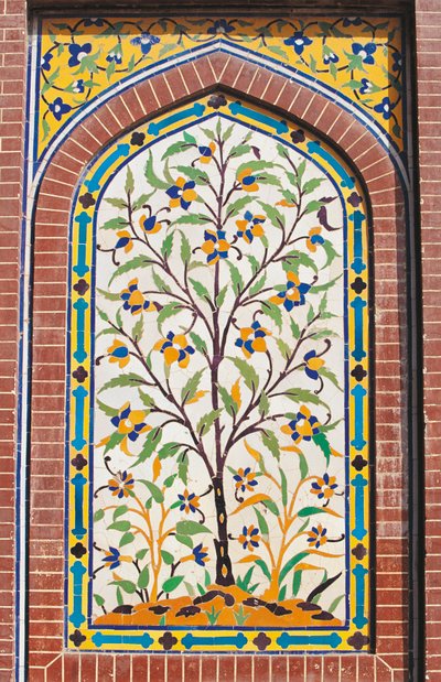 Virágzó fa, Majolica díszítés, Wazir Khan mecset (17. század), Lahore, Punjab, Pakisztán alkotó: School Pakistani