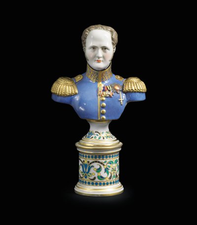 I. Sándor császár porcelán mellszobra, Kr. e. 1825-1850 (porcelán) alkotó: School Russian