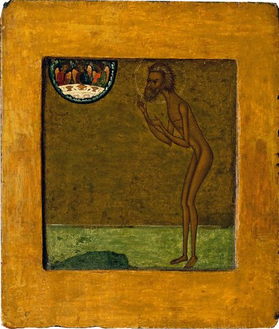 Boldog Bazil vagy Szent Bazil (Vassili) (1469-1551 vagy 1557). Névtelen orosz ikon, fa tempera, 16. század vége. Hagyományos moszkvai művészet. Állami Tretyakov Galéria, Moszkva. alkotó: School Russian