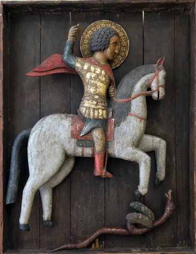 Orosz ikon: Szent György és a Sárkány. Fa, tempera alkotó: School Russian