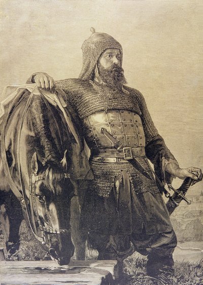 Orosz katona a lovával alkotó: School Russian