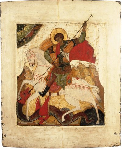Szent György és a sárkány - orosz ikon. Tempera táblán, 16. század eleje. Mérete: 31,5x26,5 cm Ikonen Múzeum Recklinghausen alkotó: School Russian