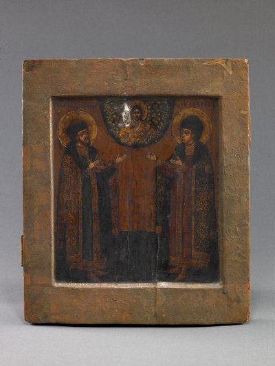 Szent Borisz és Gleb, 18. század eleje (tempera és papír, fa) alkotó: School Russian