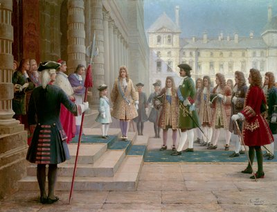 Pierre Le Grand cárt (1672-1725) XV. Lajos gyermeke fogadta Versailles-ban 1717-ben – Gorszkij festménye (19. század) alkotó: School Russian