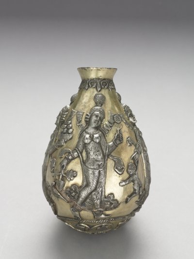 Anahita Vessel, 300-500 (öntött, emelt, repoussé, üldözött és aranyozott ezüst) alkotó: School Sasanian
