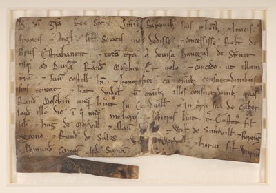 I. Dávid skót király († 1153) adománya Robert de Brusnak, Annandale-t adományozva neki alkotó: School Scottish
