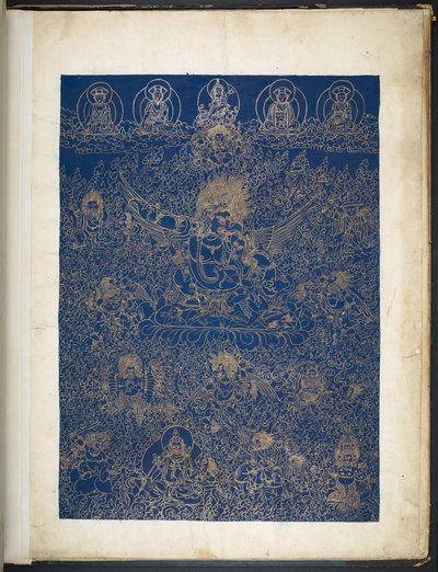 Hozzáadás. Vagy. 3050    Egy 12 tibeti isteneket ábrázoló rajz egyike egy tibeti művésztől, valószínűleg Lhászában, 1800 körül    (guache papíron) alkotó: School Tibetan