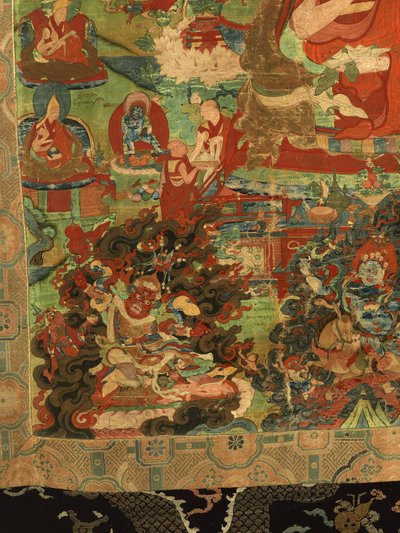 A harmadik pancsen láma Losan Penden Yeshe részlete (gouache a ruhán) alkotó: School Tibetan