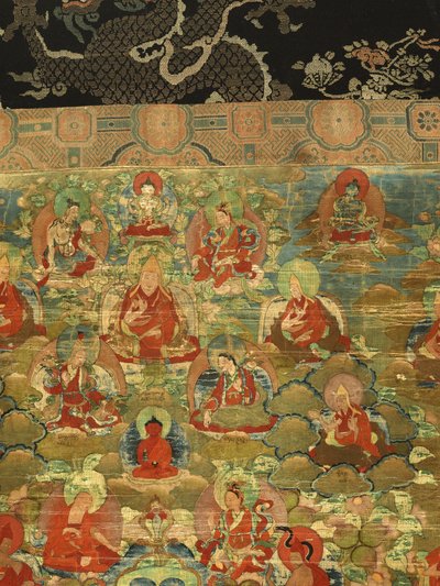 Részlet a harmadik pancsen láma Losan Penden Yeshe-ről (guache a ruhán) alkotó: School Tibetan
